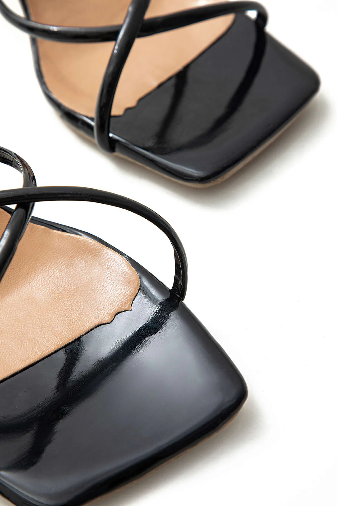 Square Open Toe Cross Strap High Heels - Image 5