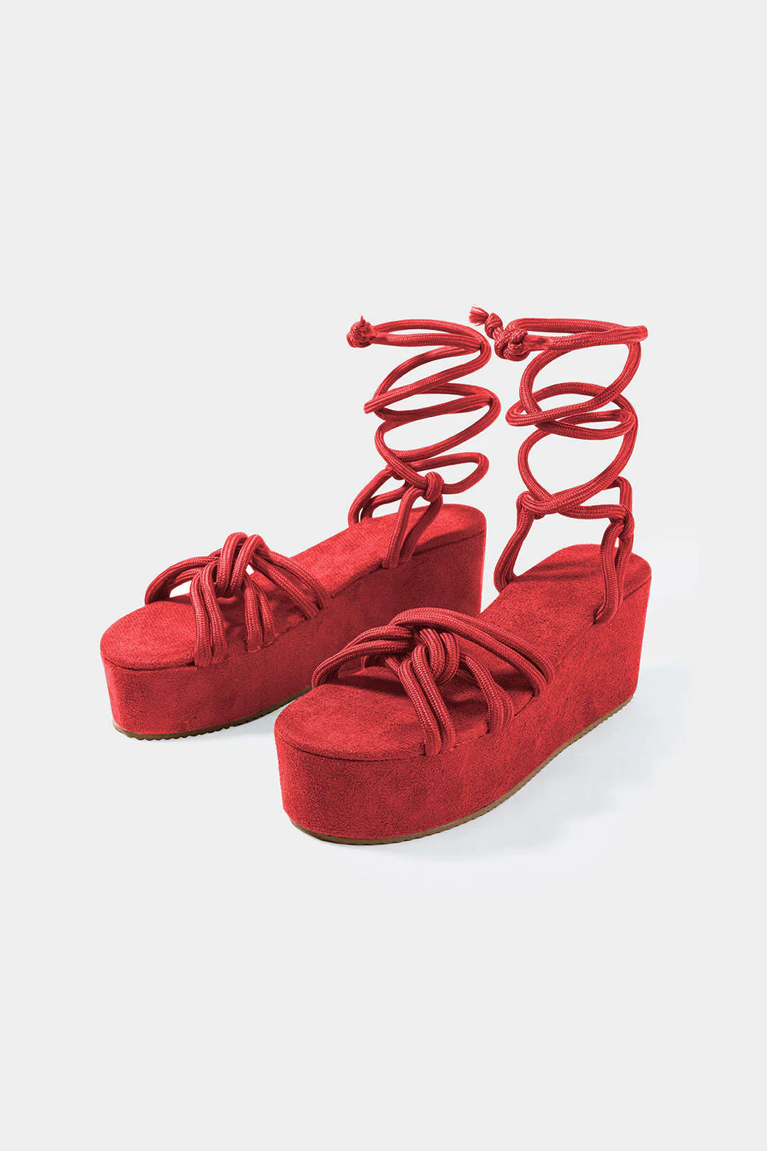 Tie-Up Open Toe Platform Flats Sandals - Image 6