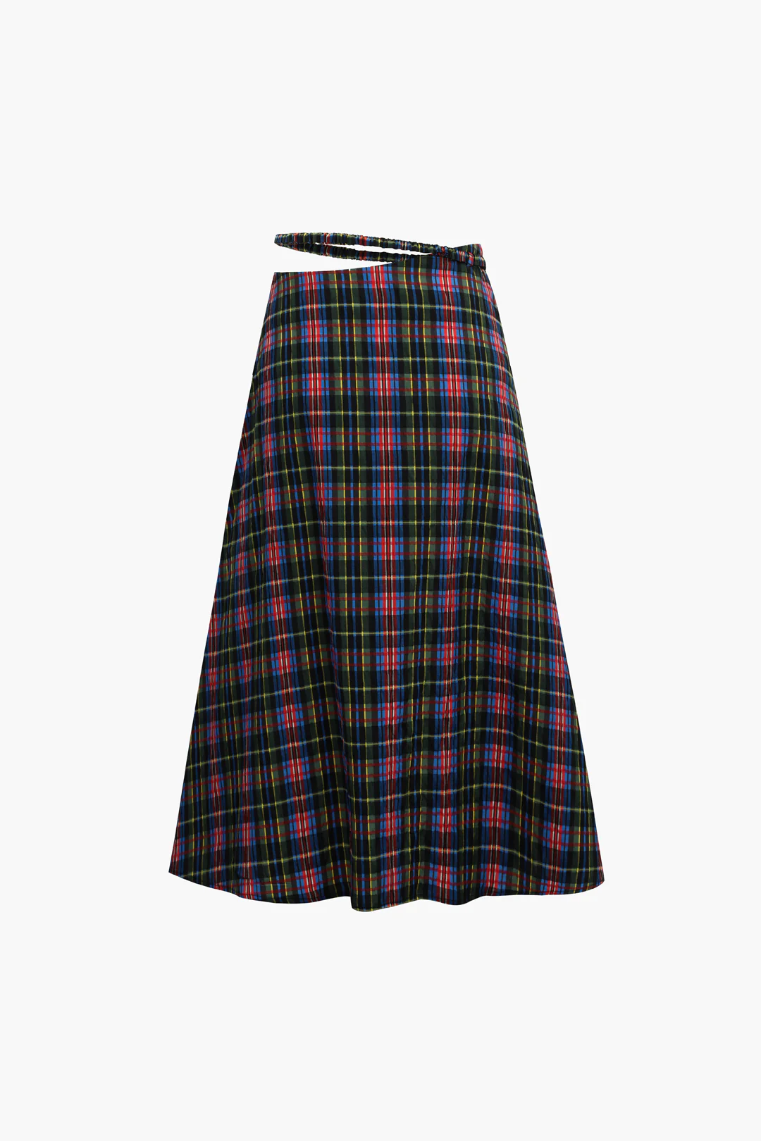 Plaid Cut Out Waist Midi Skirt - Image 3