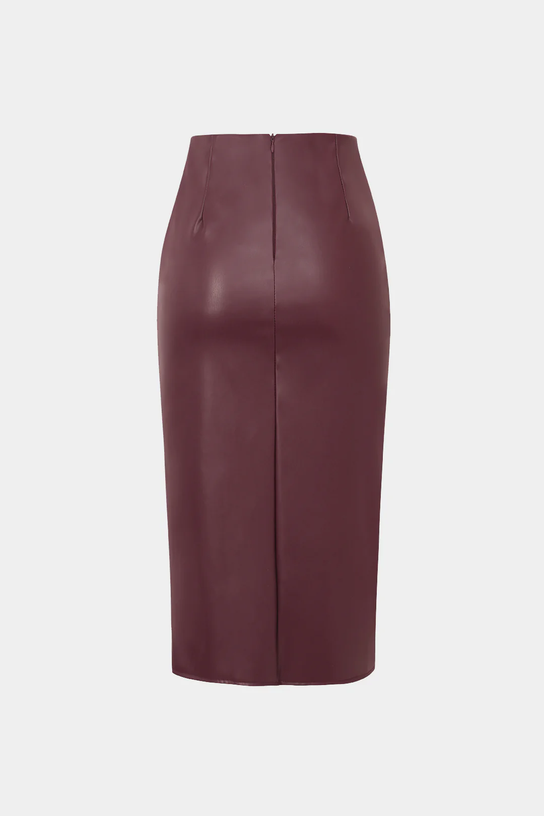 Faux Leather Wrap Ruched Midi Skirt - Image 6