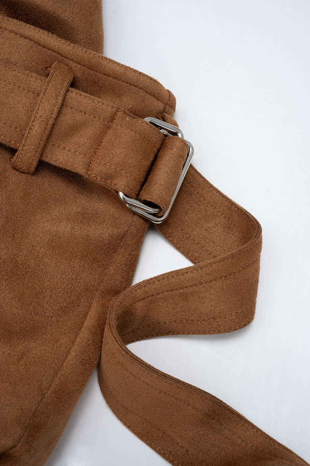 Suede Asymmetrical Strappy Belted Skirt - Image 3