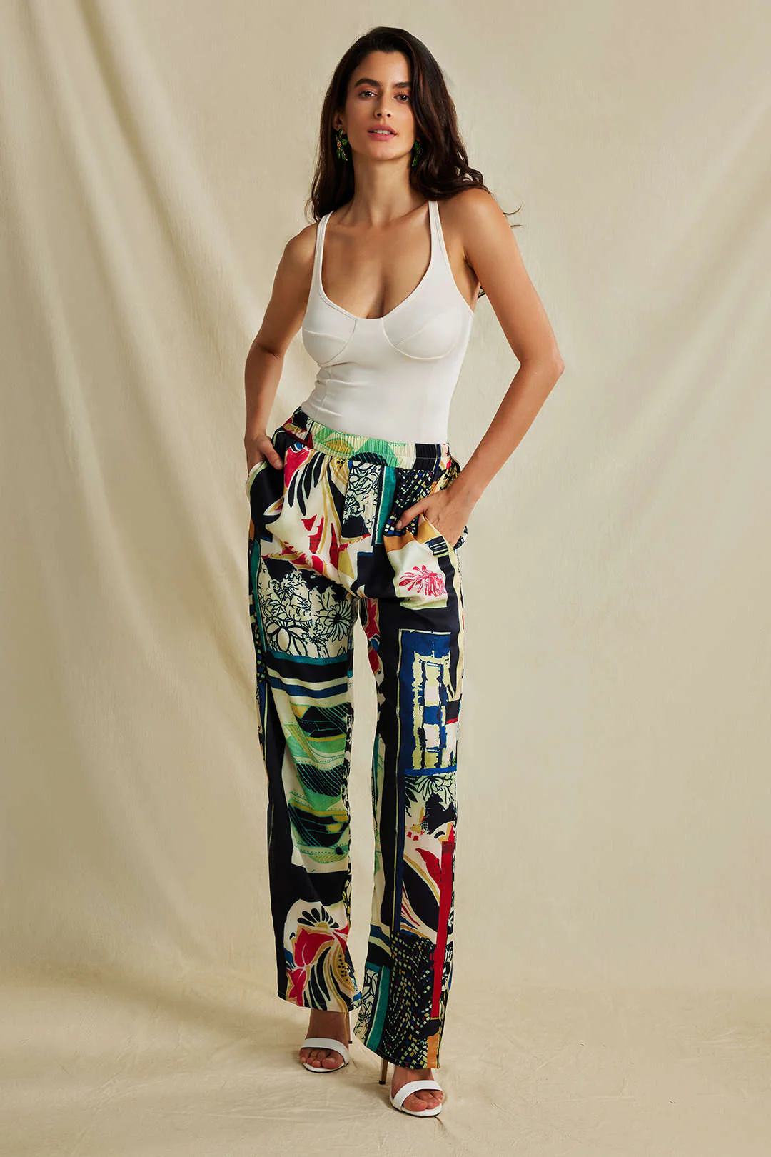 Floral Print High Waisted Straight Leg Pants - Image 5