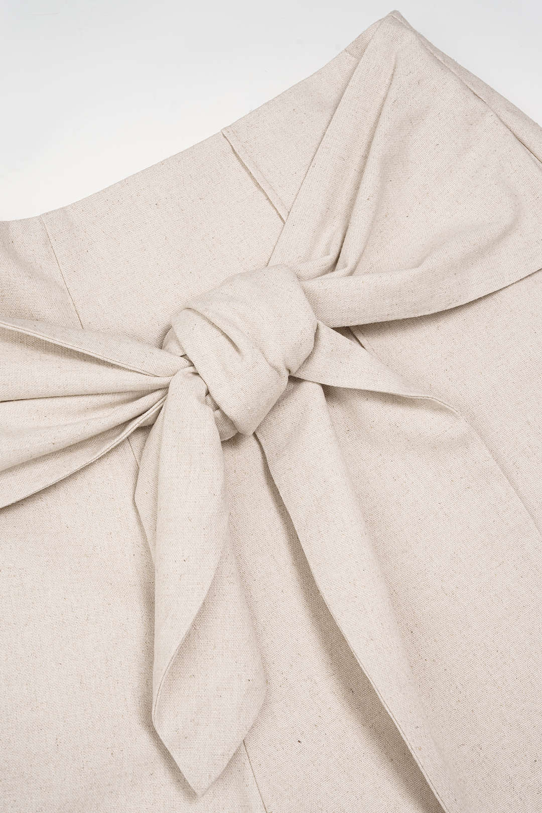 Linen Knotted Zipper Wide Leg Shorts - Image 3