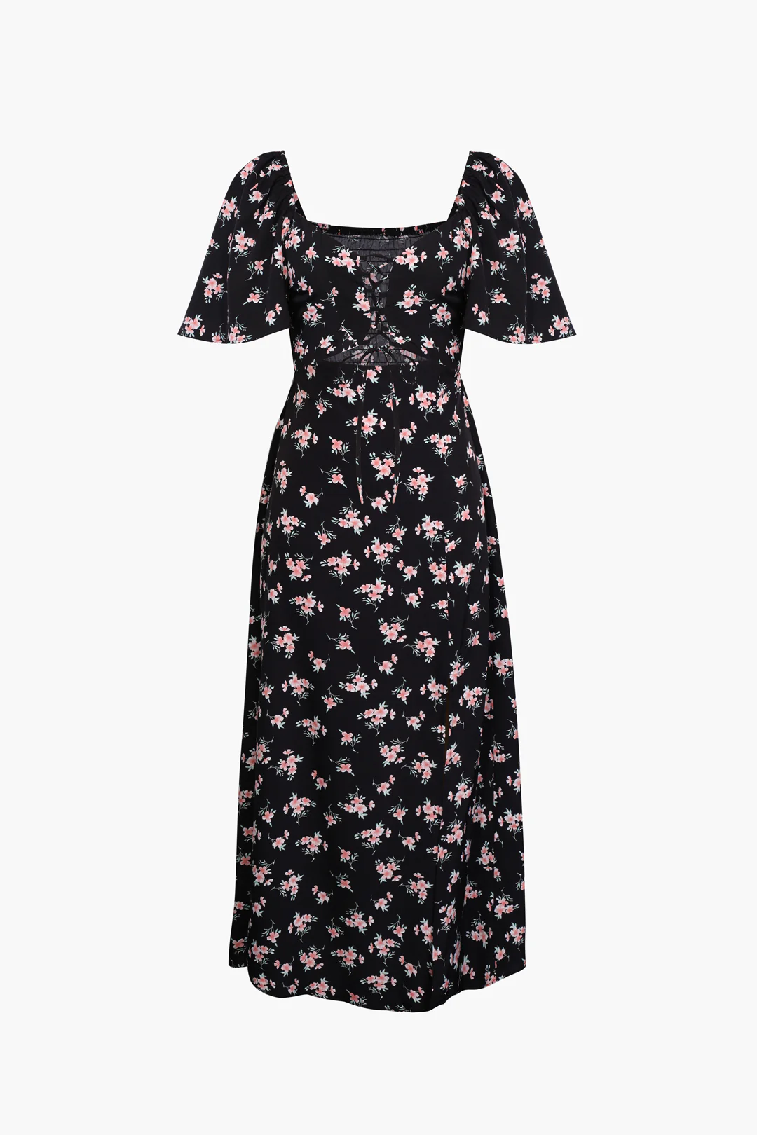 Floral Tie Front Midi Dress - Image 4