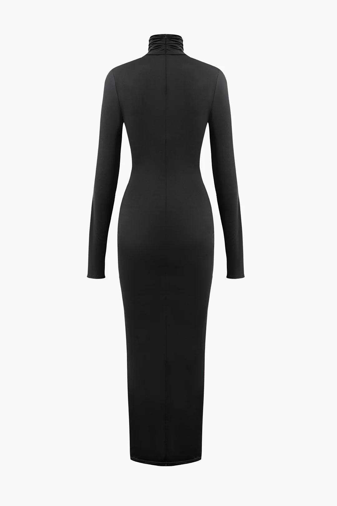 Wrap Ruched High Neck Long Sleeve Maxi Dress - Image 10