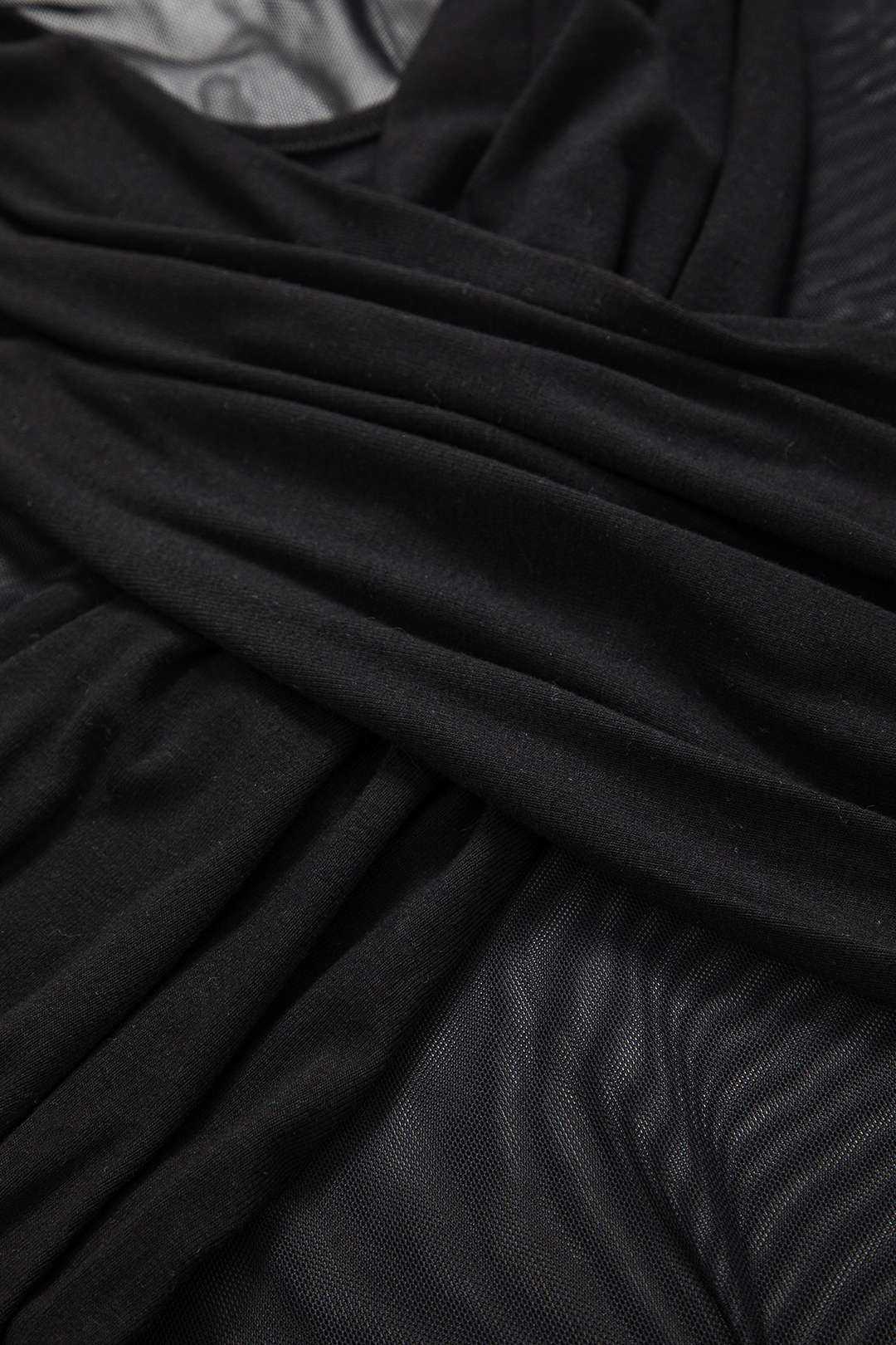 Crossed Mesh Sheer V-Neck Long Sleeve Maxi Dress - Image 4