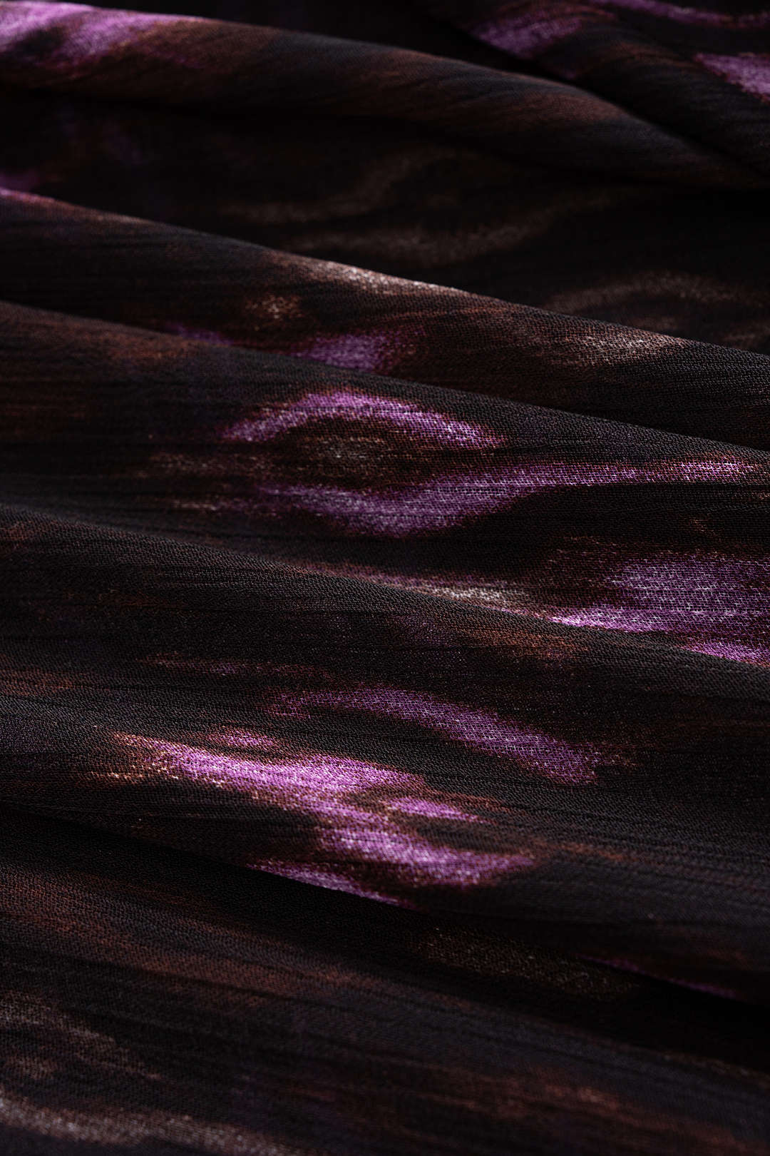 Abstract Leopard Print Chiffon Ruched Long Sleeve Maxi Dress - Image 3