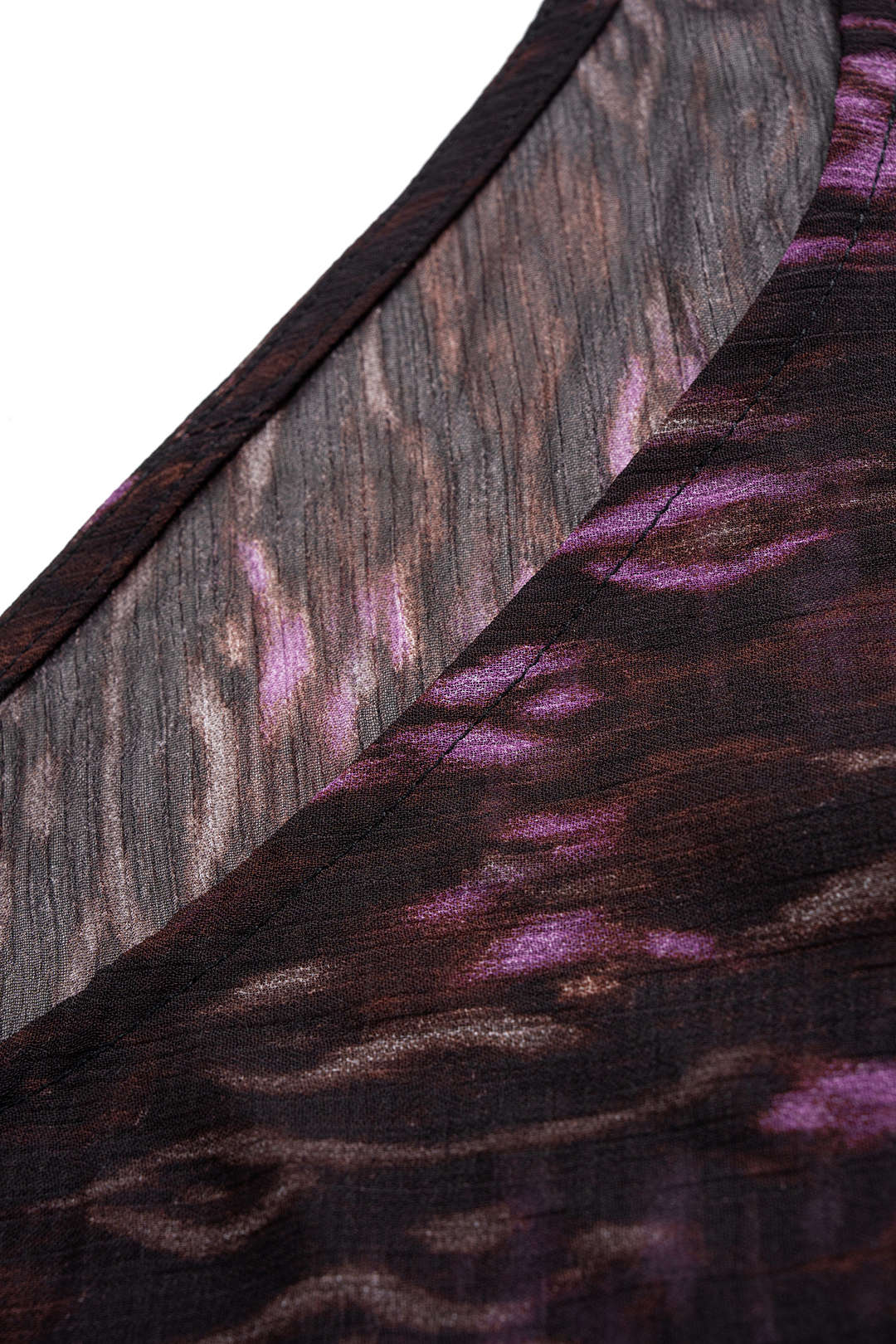 Abstract Leopard Print Chiffon Ruched Long Sleeve Maxi Dress - Image 4