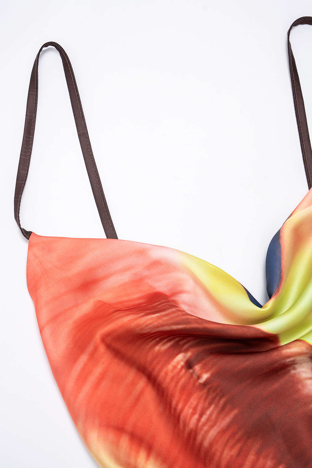 Tie Dye Print Satin Draped Cowl Neck Sleeveless Maxi Dress - Image 3