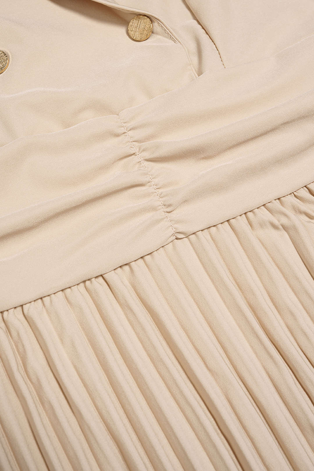 Notched Lapel Pleated Sleeveless Maxi Dress - Image 4