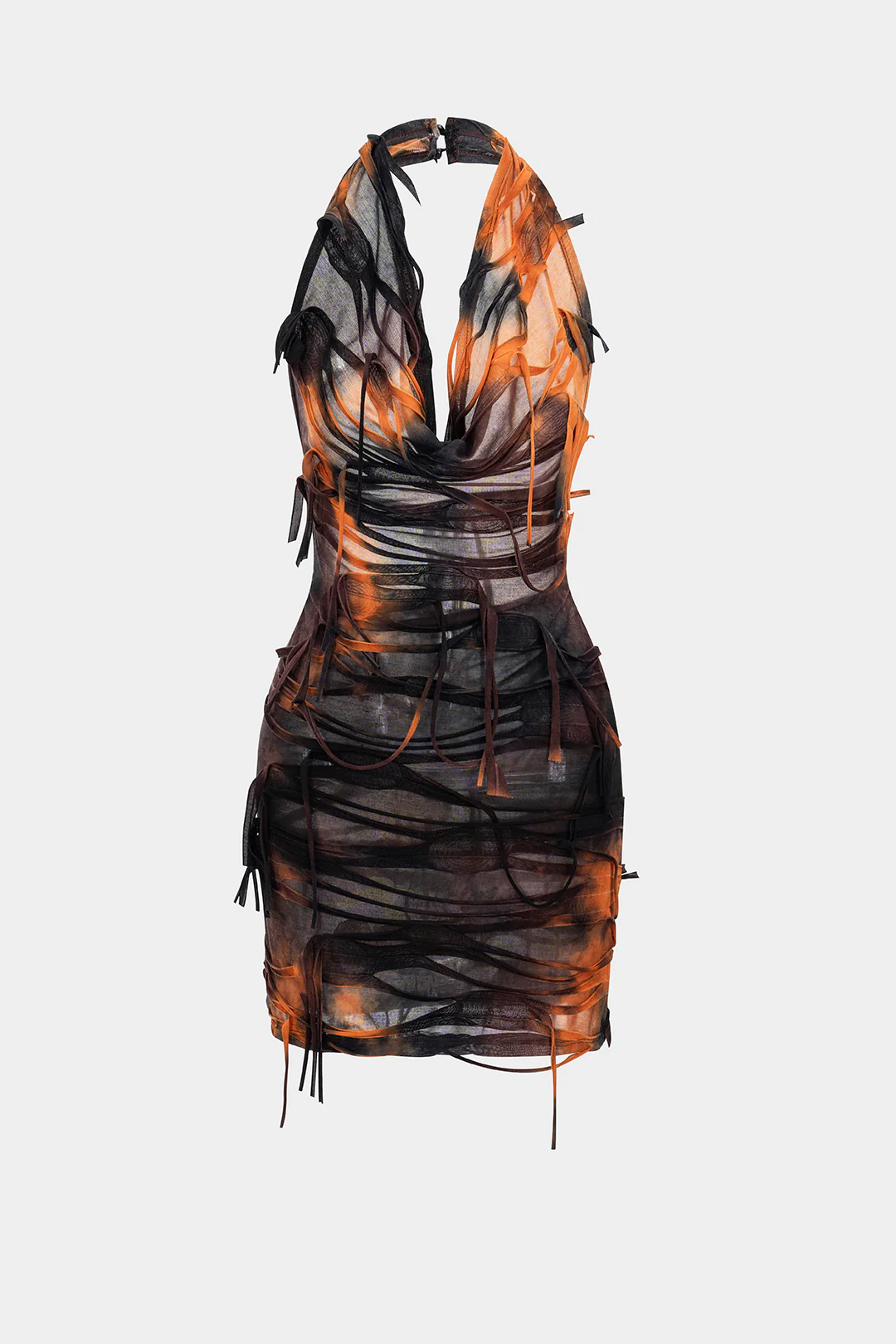 Halter Backless Distressed Mini Dress - Image 5