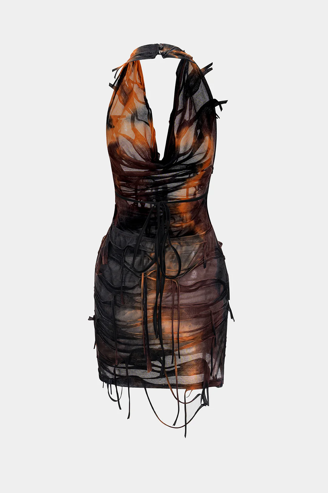 Halter Backless Distressed Mini Dress - Image 6