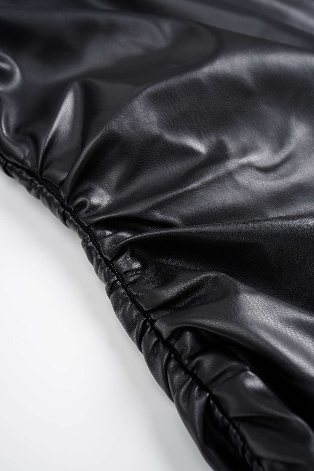 Faux Leather Chain Off Shoulder Long Sleeve Mini Dress - Image 3