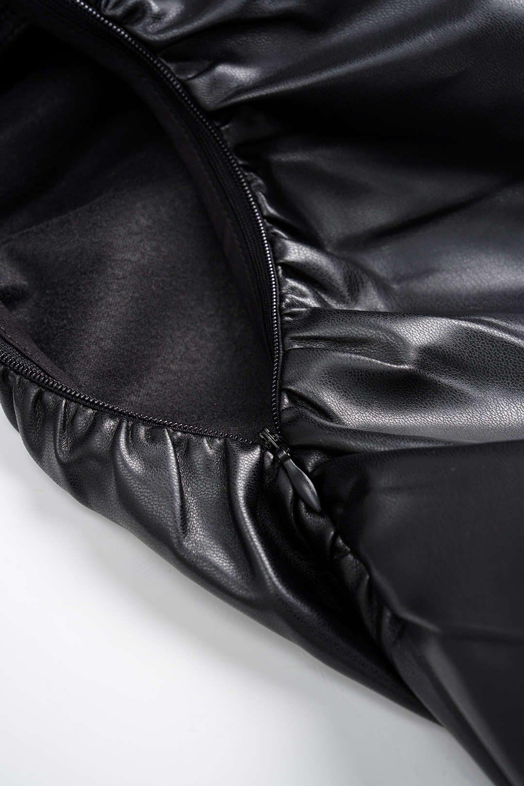 Faux Leather Chain Off Shoulder Long Sleeve Mini Dress - Image 4