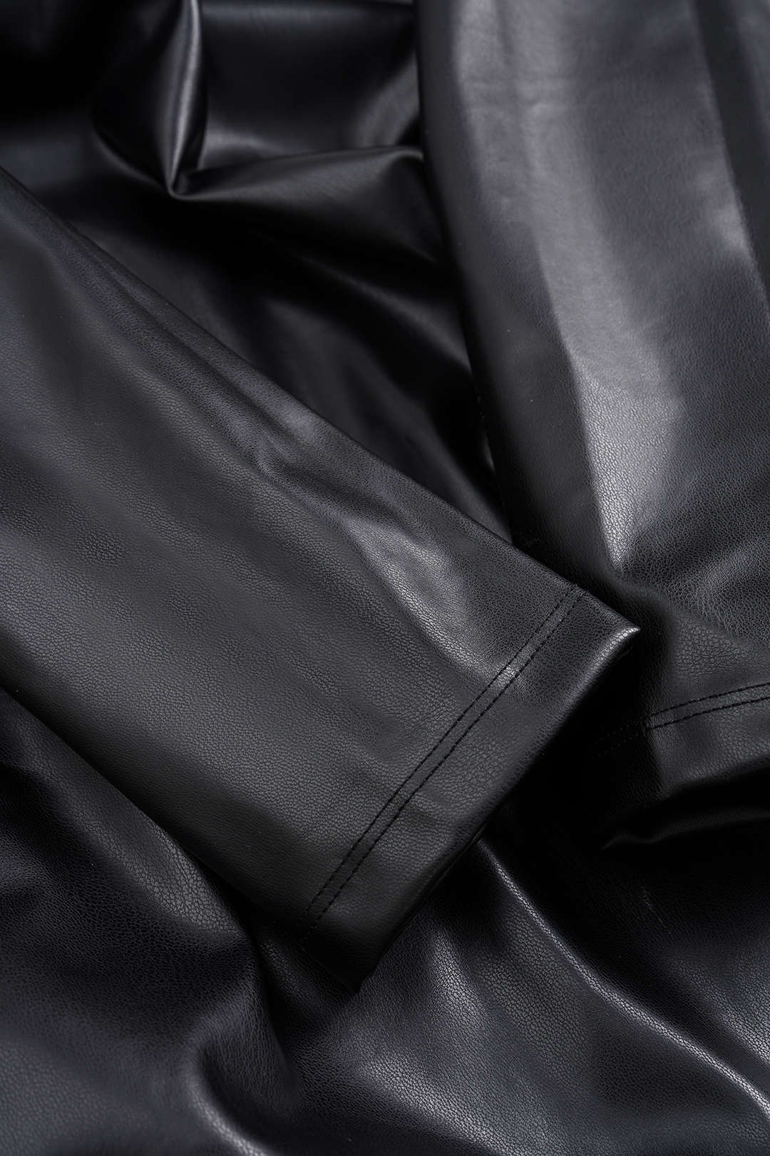 Faux Leather Chain Off Shoulder Long Sleeve Mini Dress - Image 5