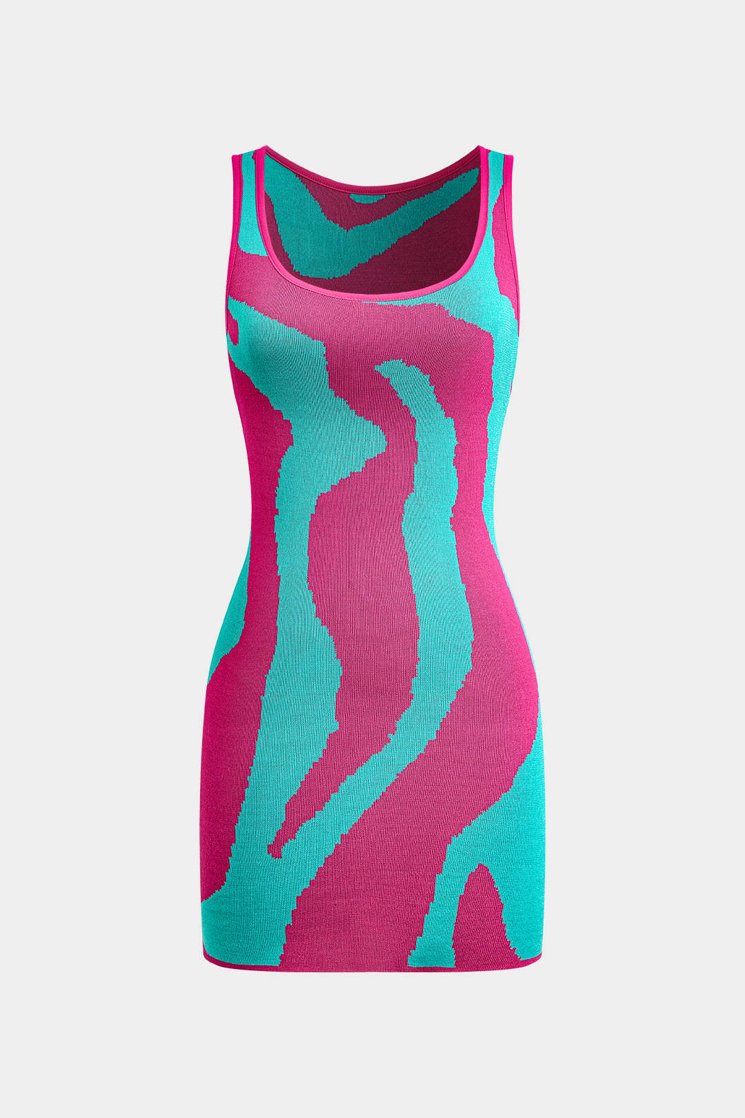 Contrast Sleeveless Knit Mini Dress - Image 5