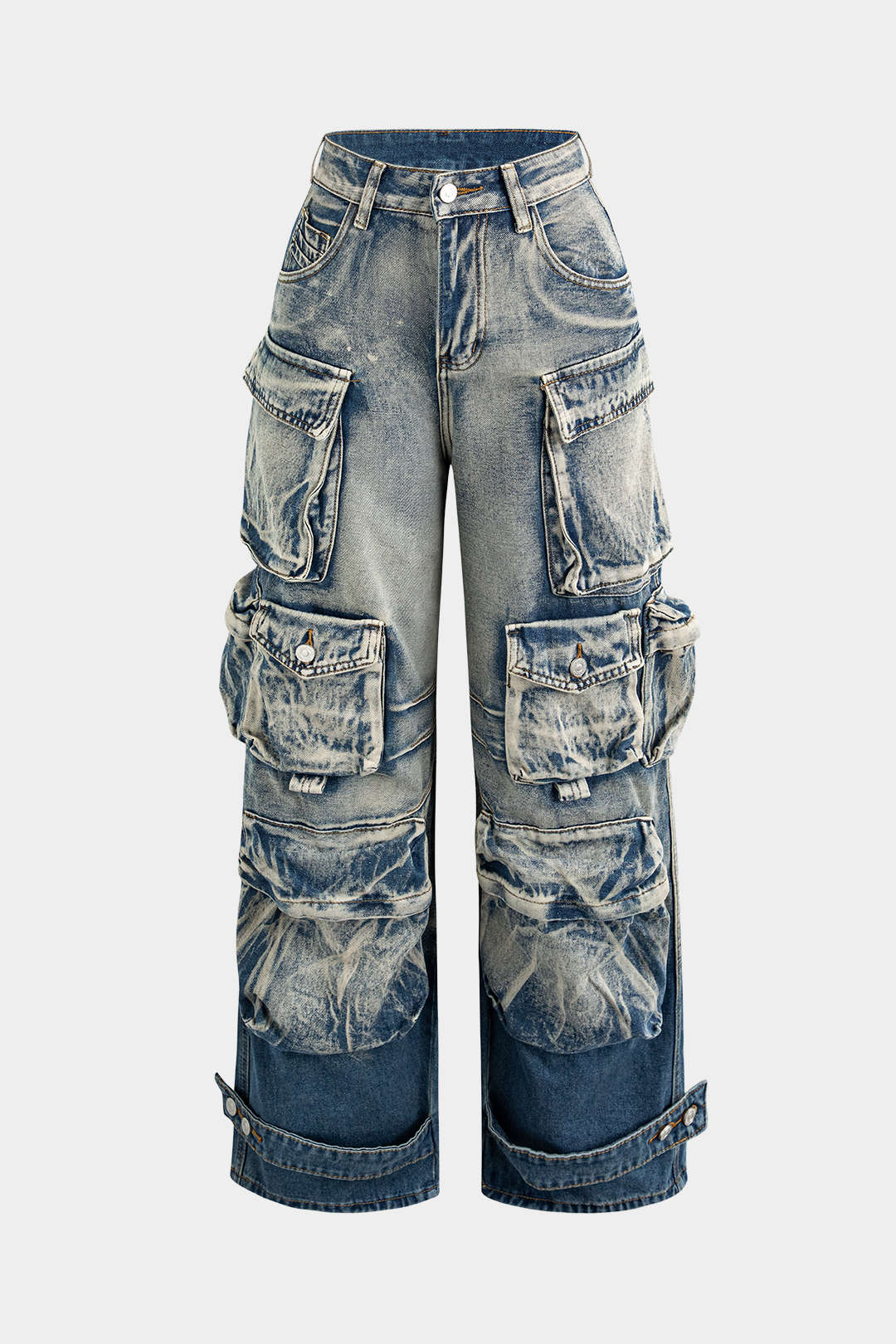 Ombre Multi Pocket Wide Leg Cargo Jeans - Image 19