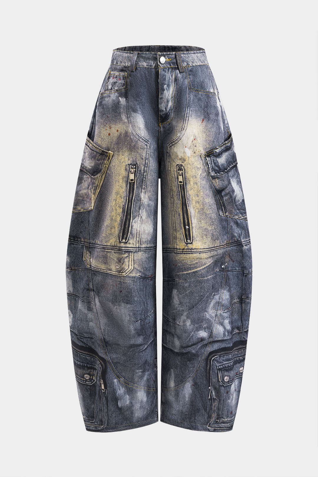 Abstract Print Pocket Barrel Trousers - Image 3