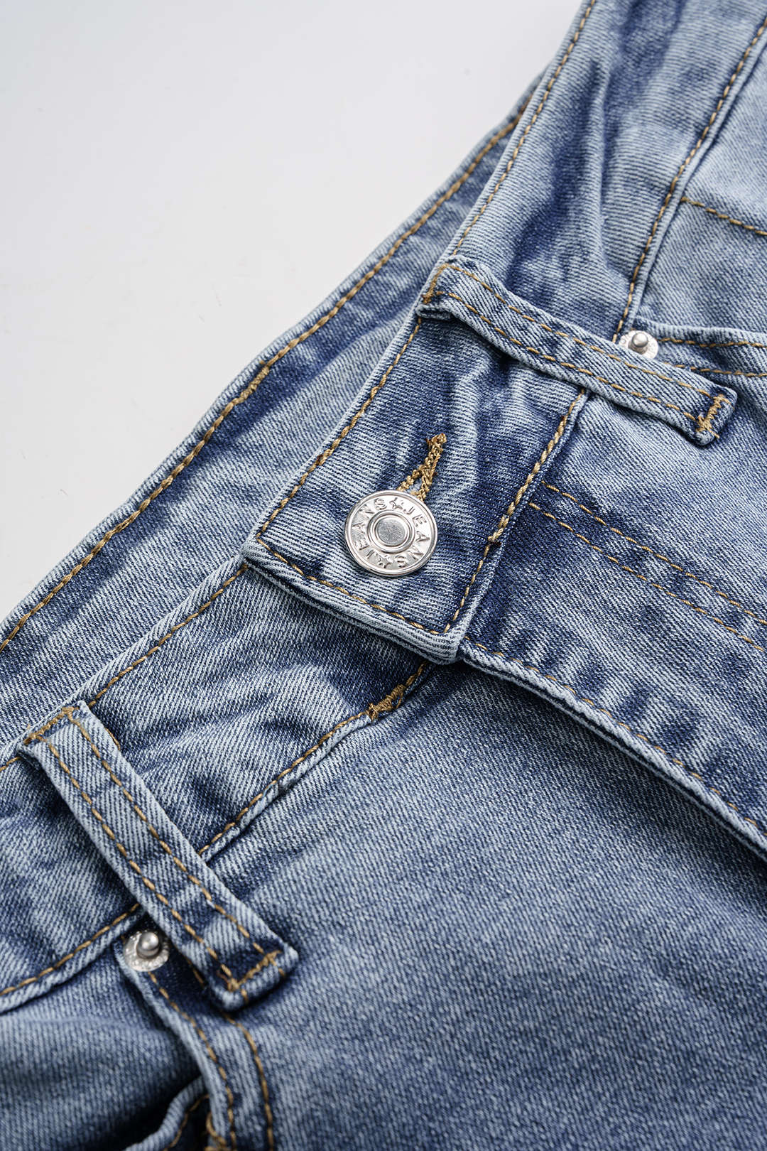 Denim High Waist Cuffed Straight Leg Jeans - Image 3