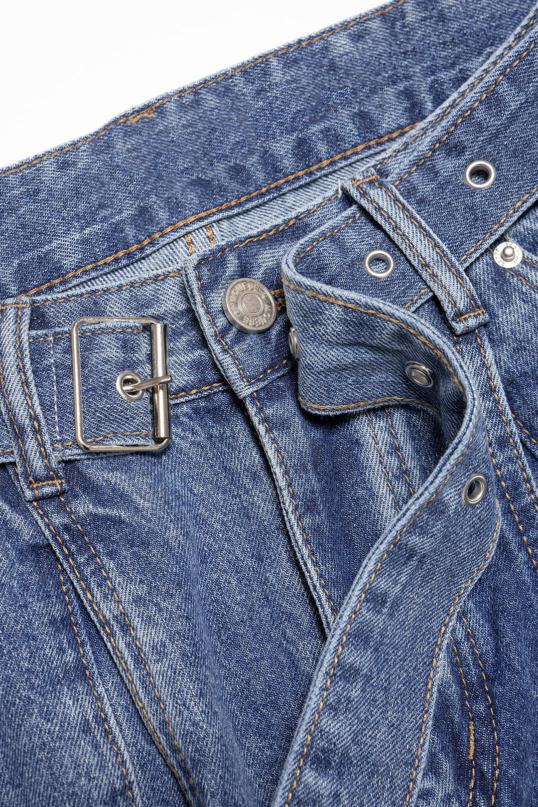 Denim Belted Straight Leg Jeans - Image 3