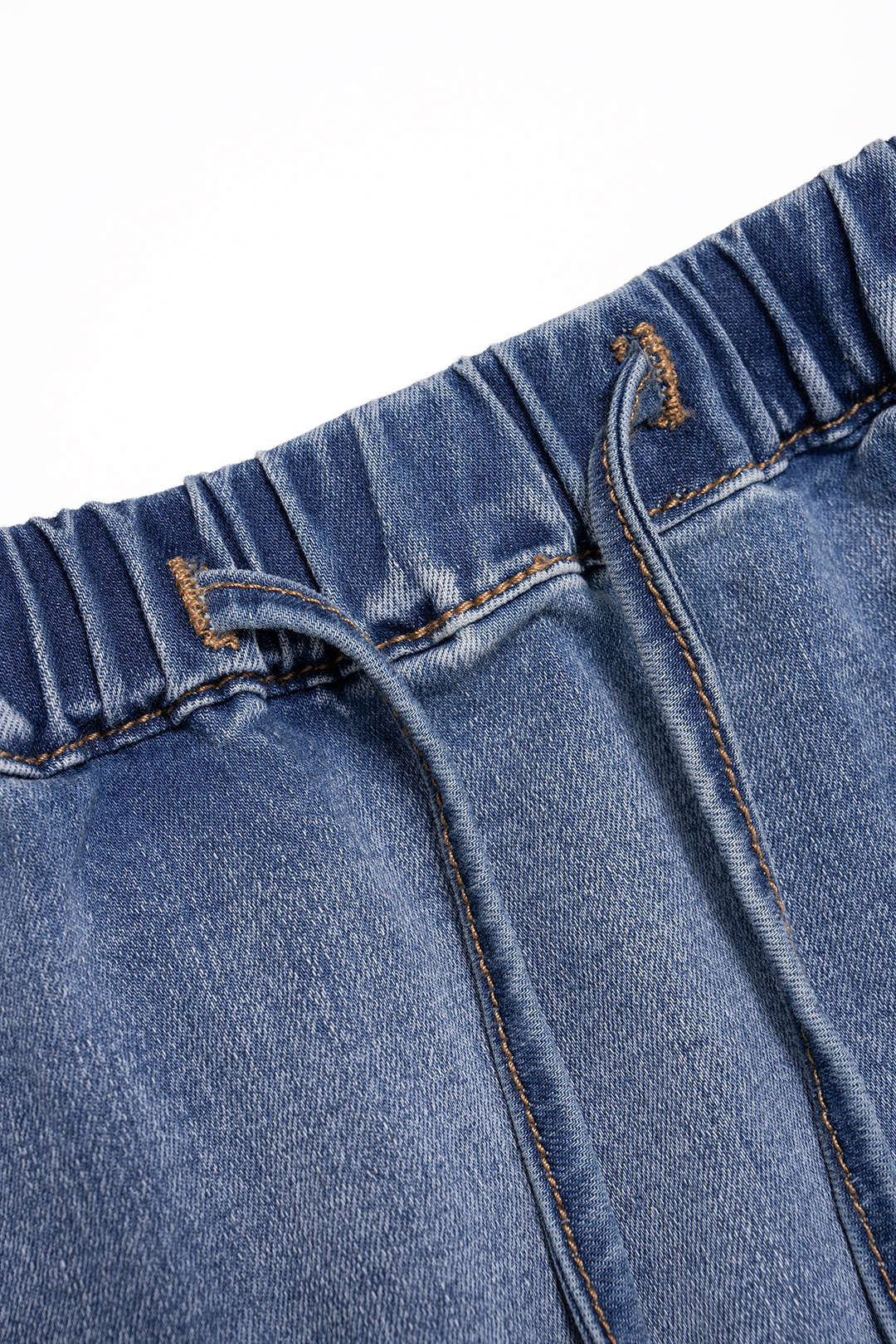 Denim Drawstring Asymmetrical Mermaid Skirt - Image 3