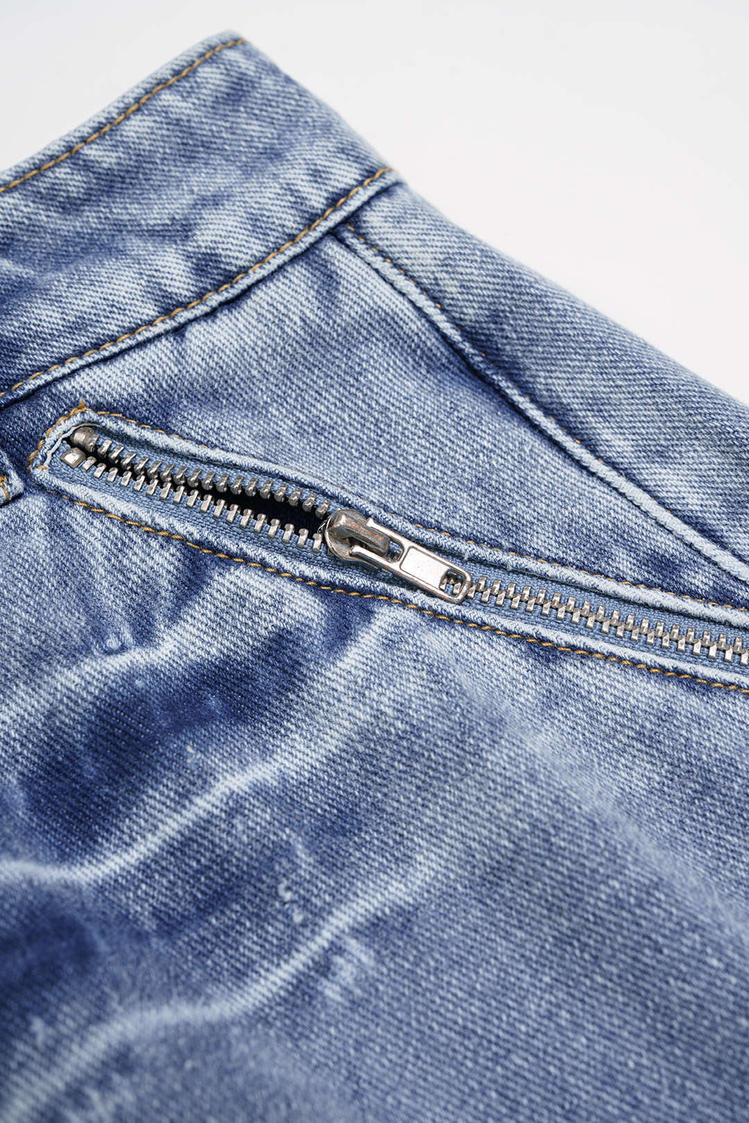 Denim Asymmetrical Pocket Shorts - Image 3