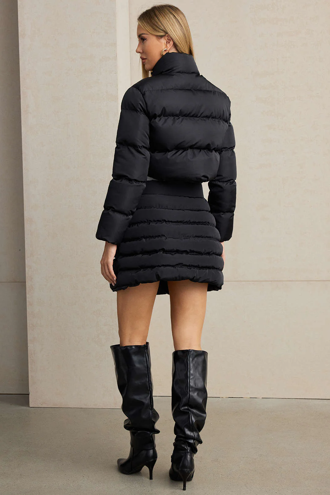 Stand Collar Cut Out Puffer Jacket - Image 5