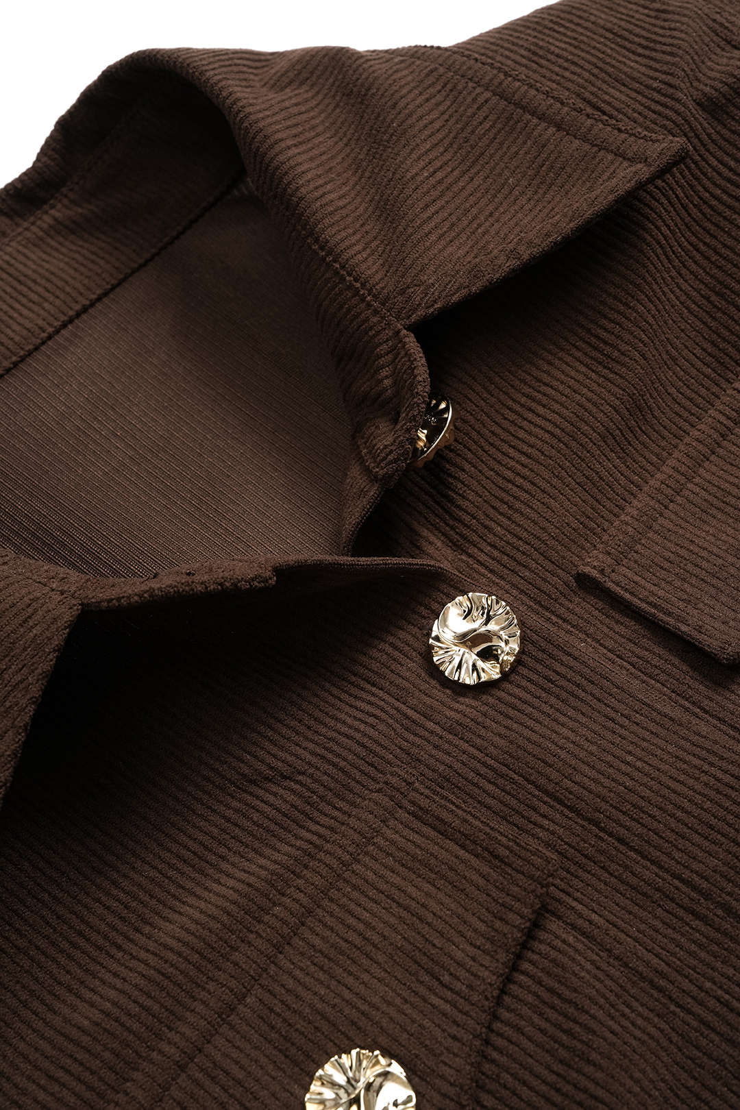 Corduroy Button Long-Sleeve Shirt And Button Skirt Set - Image 4