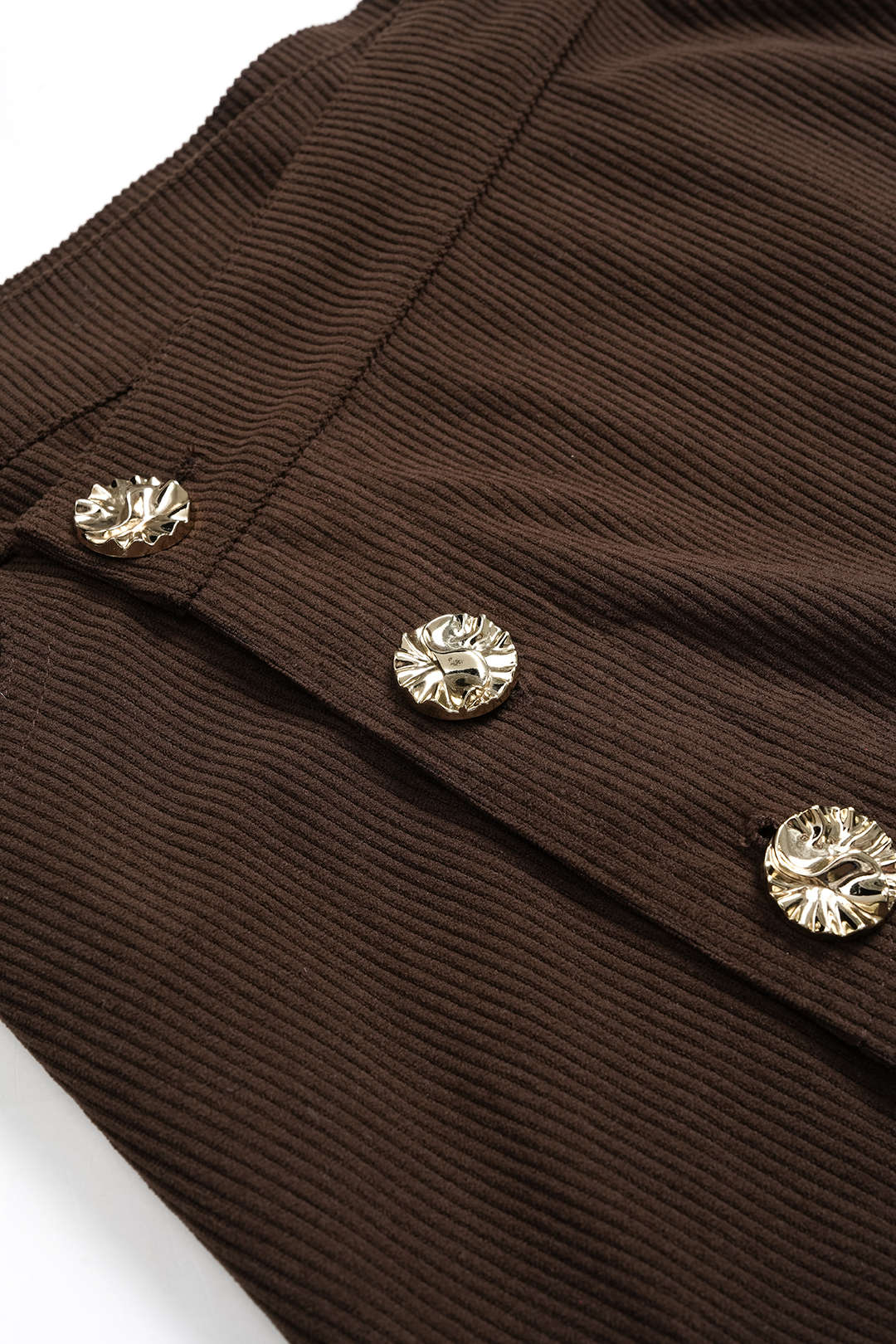 Corduroy Button Long-Sleeve Shirt And Button Skirt Set - Image 5