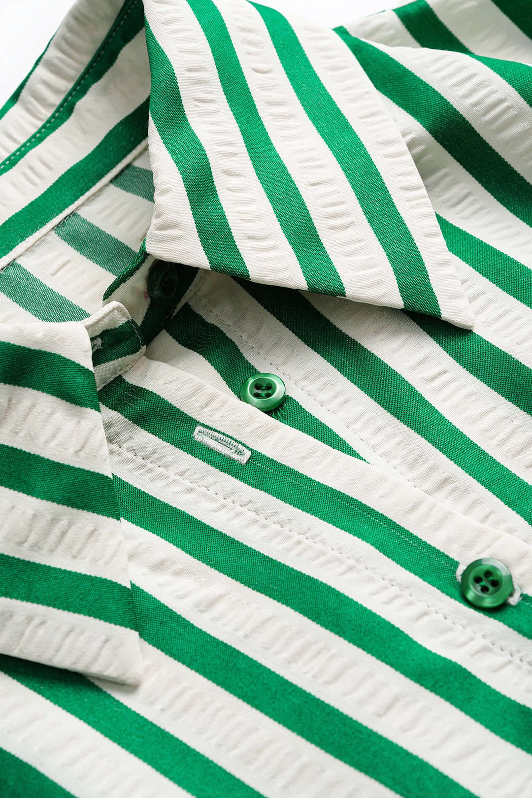 Stripes Print Button Patchwork Ruched V-Neck Short Sleeve Bodysuit - Image 3