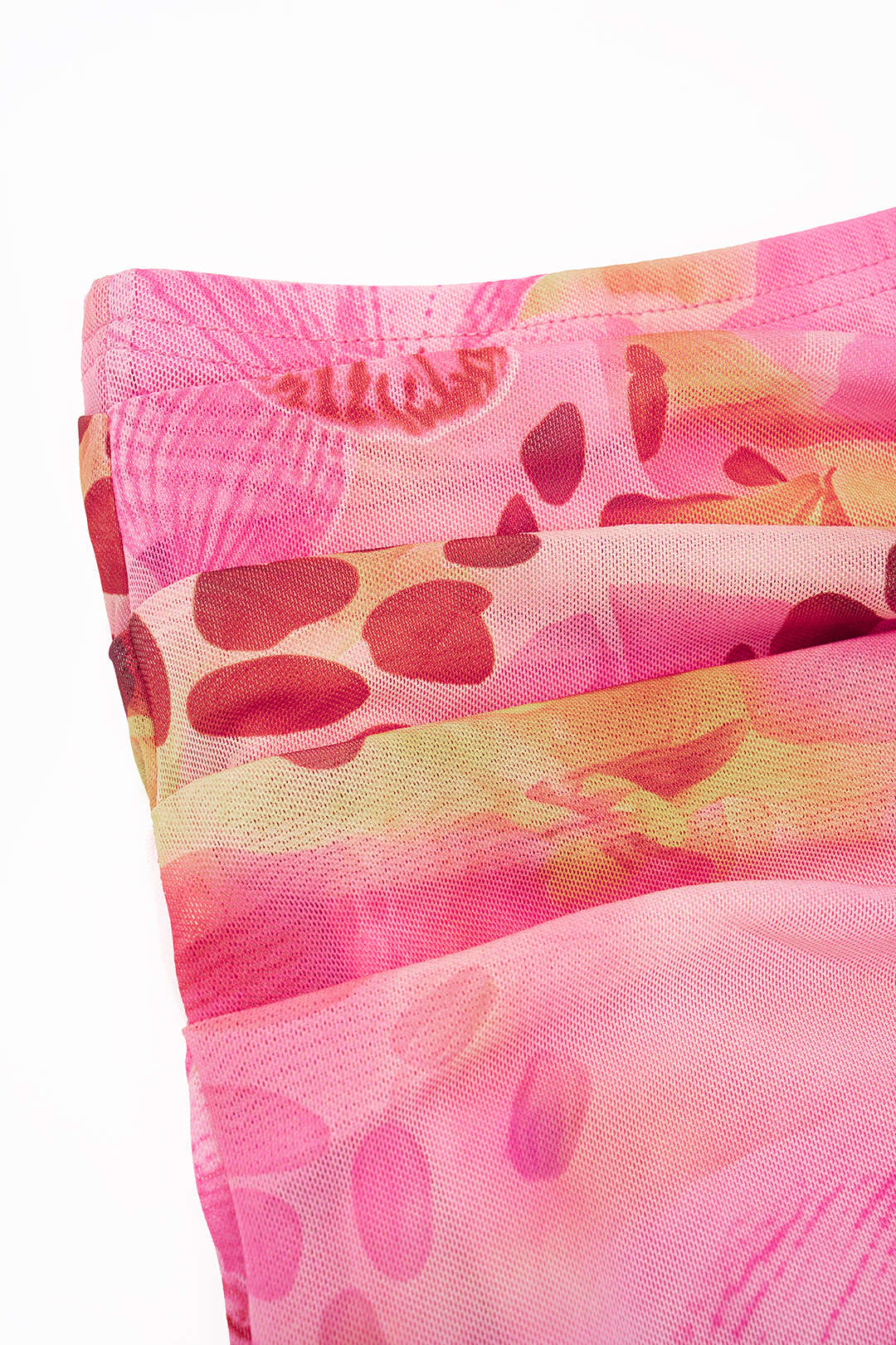 Floral Print Mesh Tube Top And Ruched Skirt Set - Image 3