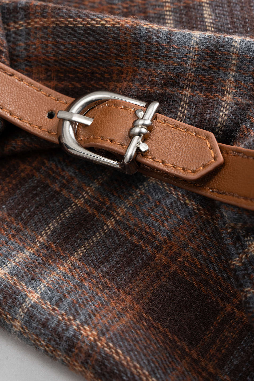 Plaid Print V-Neck Long Sleeve Bodysuit - Image 4