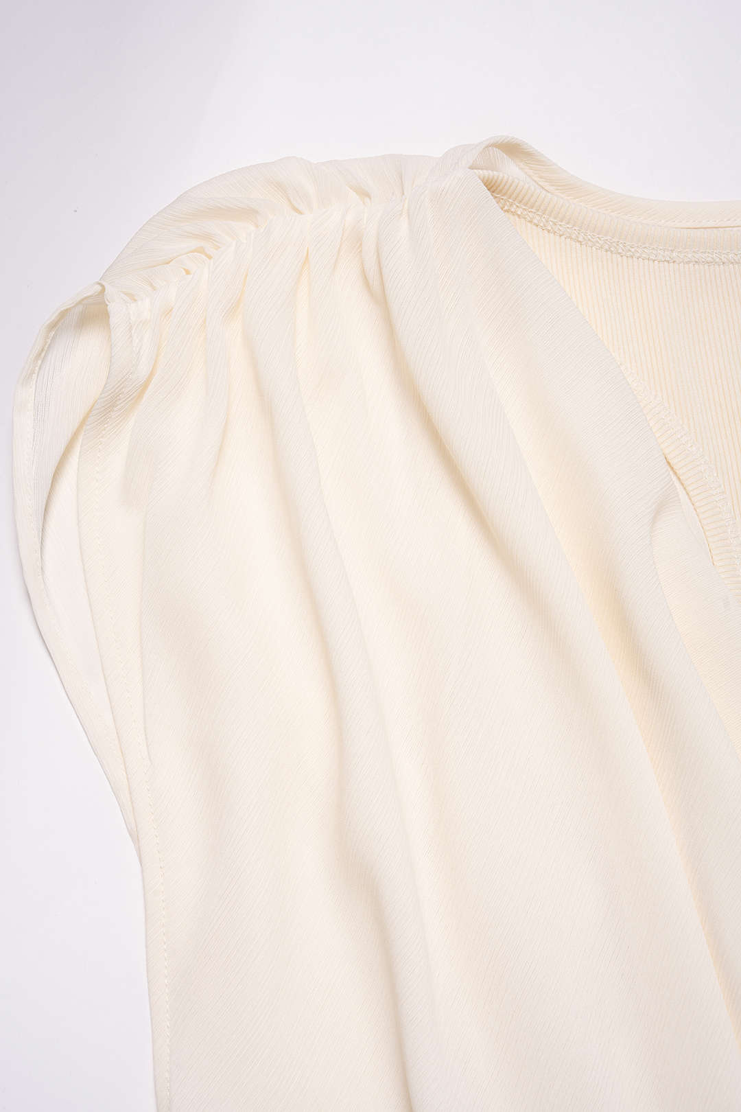 Chiffon Patchwork Ruched Sleeveless Bodysuit - Image 3