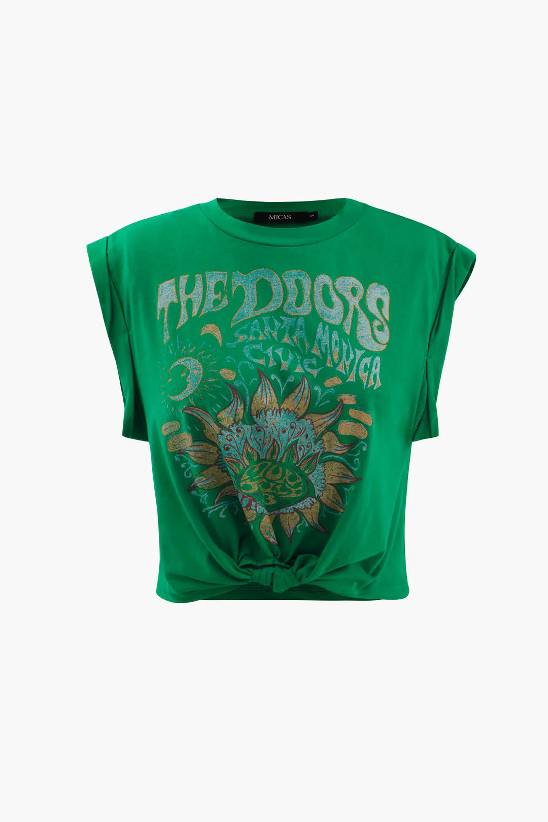 Flower Print Hem Knotted Short Sleeve T-Shirt - Image 8