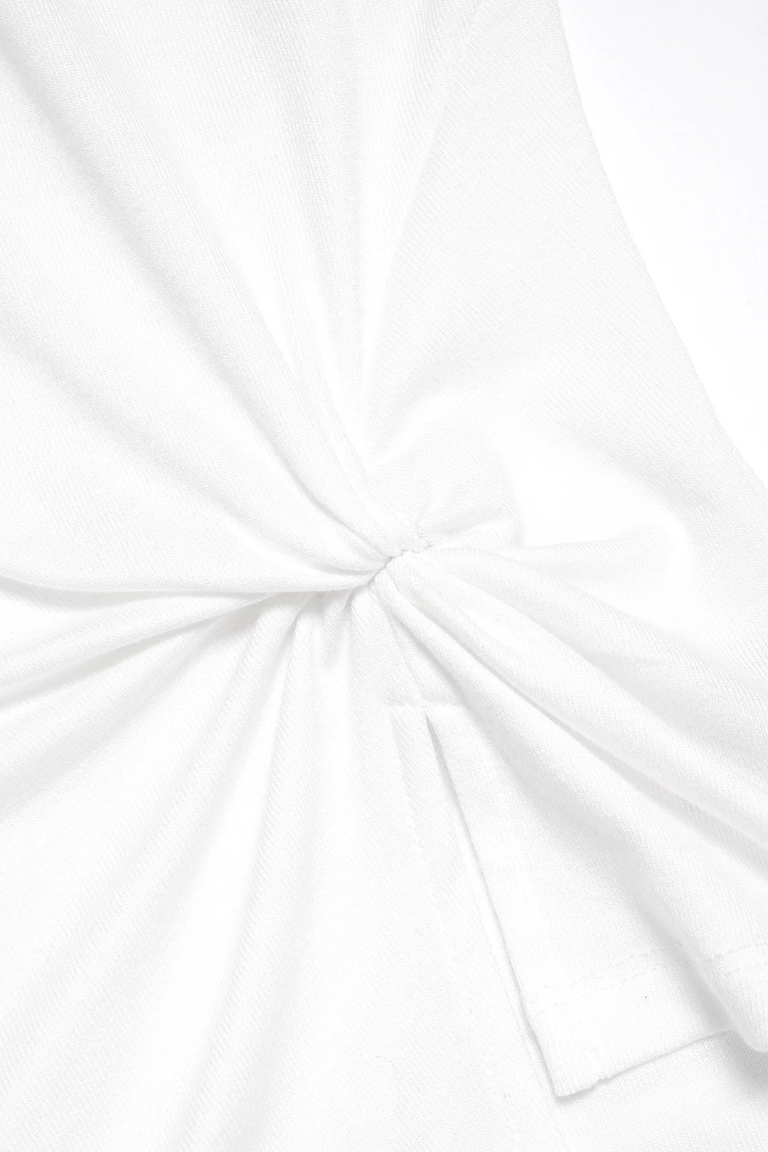 Solid One Shoulder Ruched Asymmetrical Short Sleeve T-shirt - Image 3