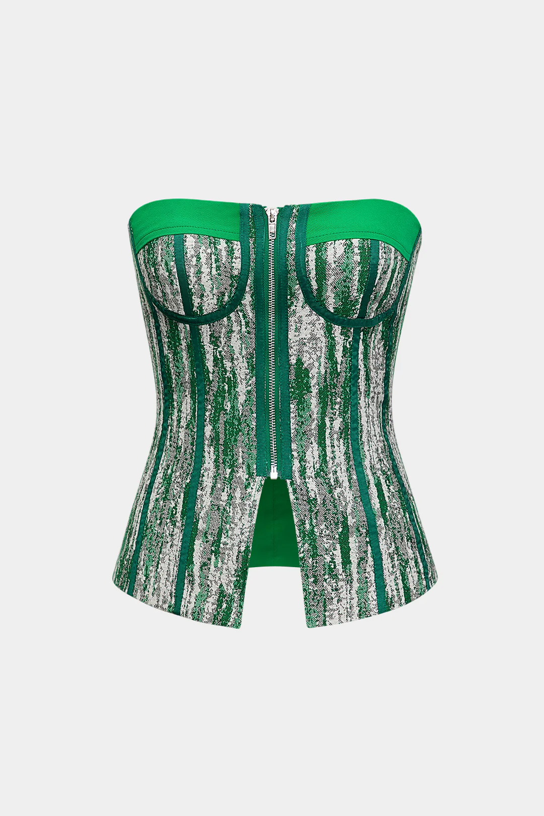 Zip Front Strapless Corset Top - Image 5