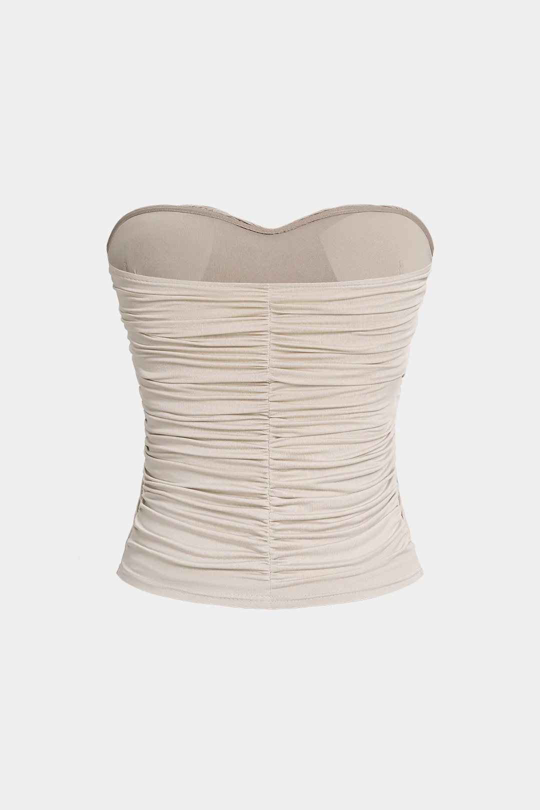 Solid Woven Ruched Tube Top - Image 3