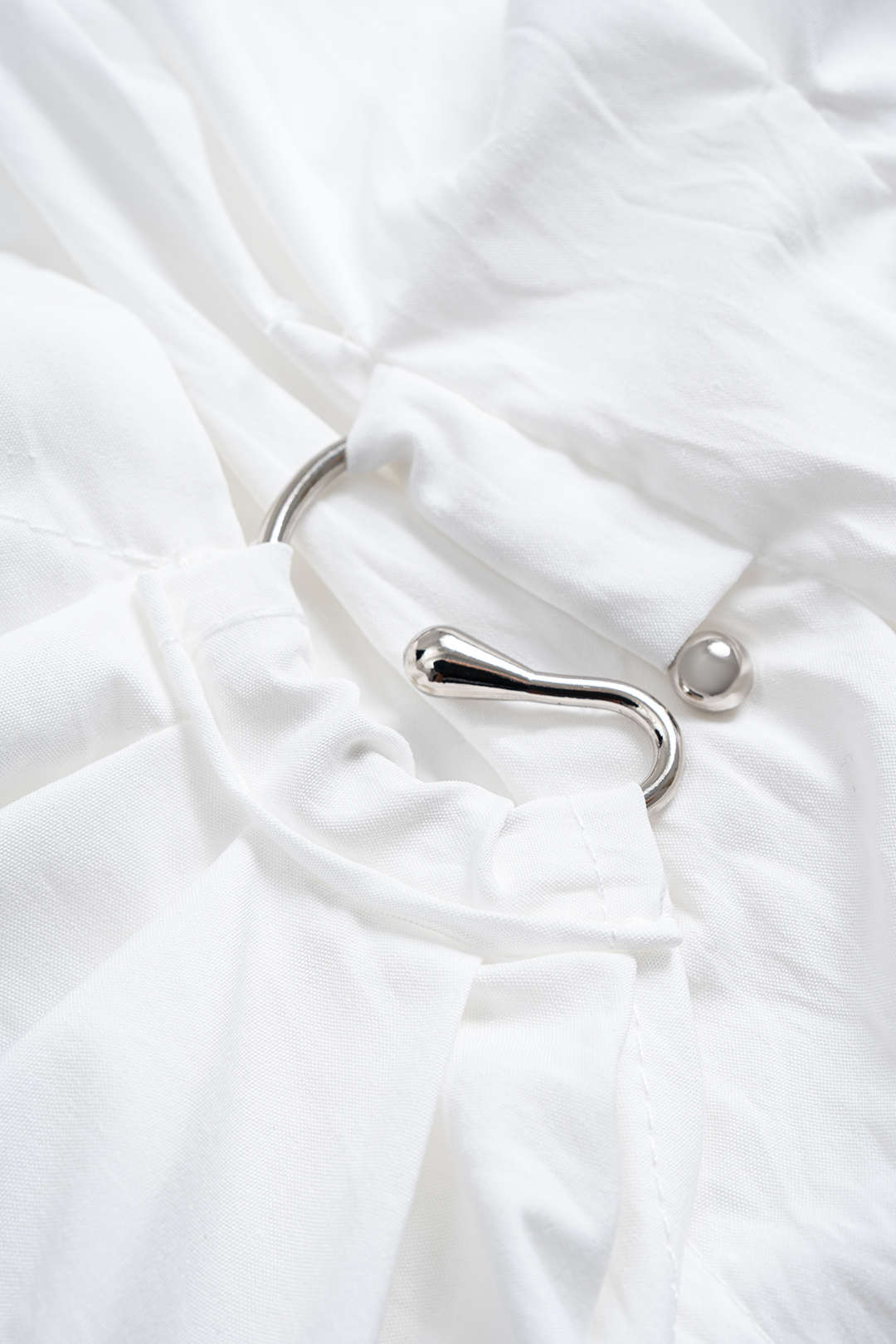 Metallic Asymmetrical Waist-Cinching Short Sleeve Shirt - Image 3